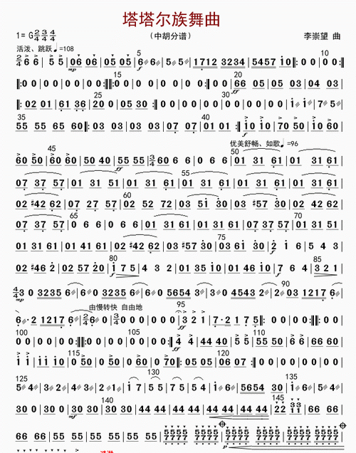 塔塔族舞曲 竹笛,笛曲塔塔尔族舞曲中的443322相隔八度怎么吹