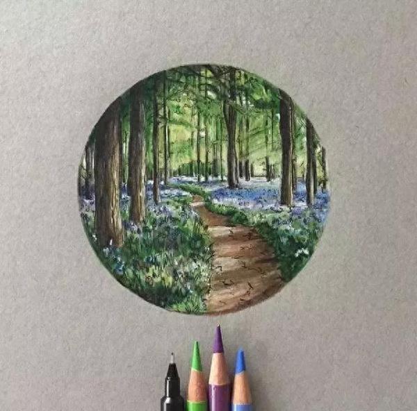 用彩铅画出来的风景，比真实的还要美！逼真又好看！