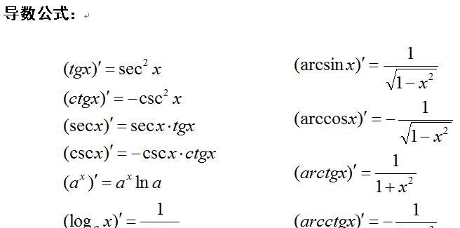 tanx的导数有几个