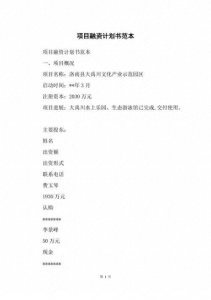 ​融资计划怎么写